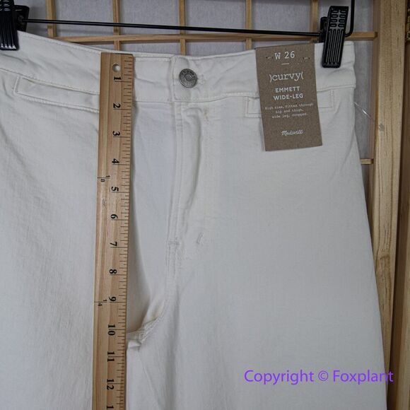 New! Madewell The Curvy Emmett Wide-Leg‎ Jean in Tile White, size 26 - Picture 11 of 16